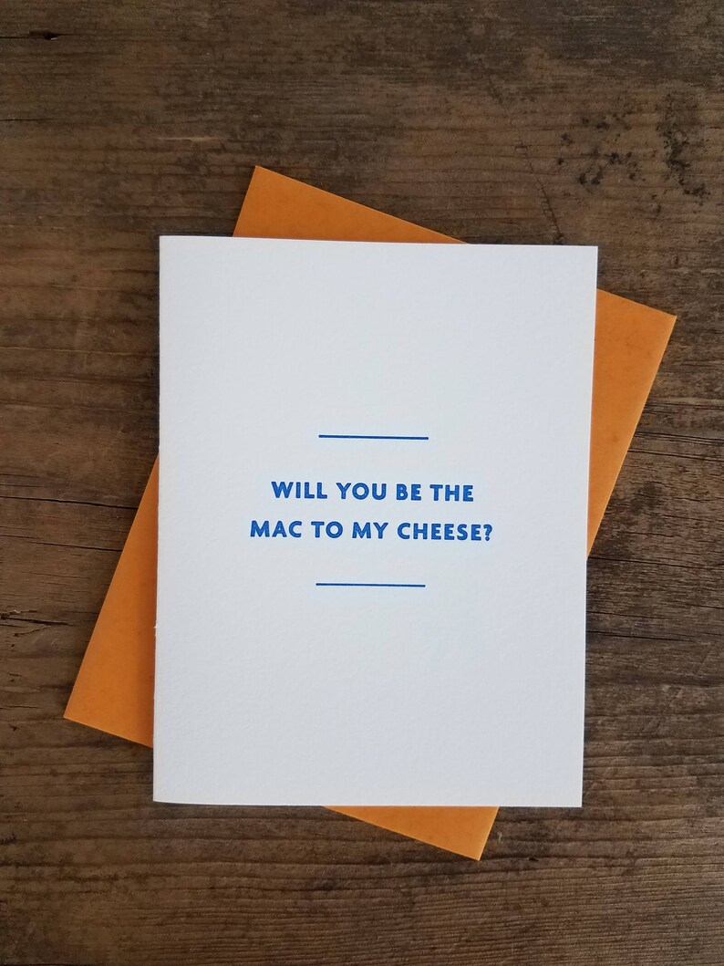 Will You be the Mac to My Cheese Letterpress Card image 1