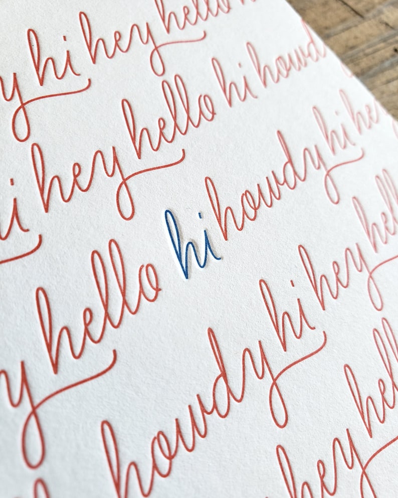 Hi Hey Hello Howdy Letterpress Card - Etsy