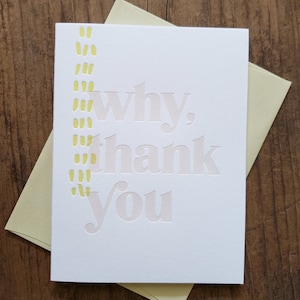 Pourquoi, Merci Lettrepress Carte