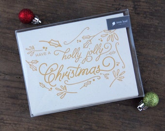 Letterpress christmas cards | Etsy
