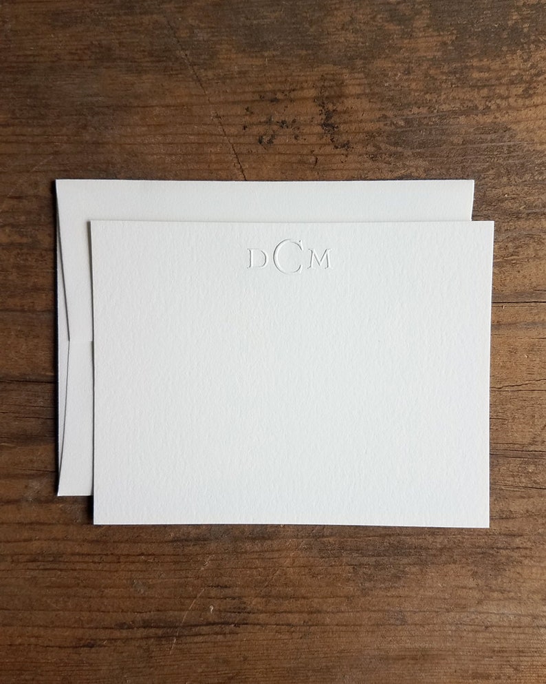 Embossed Stationery Personalized Monogram Notecards image 2