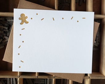 Gingerbread Man | Letterpress Flat Notecards Set of 10