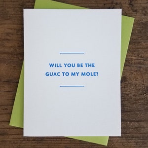 Você será o Guac da minha toupeira? Cartão de felicitações tipográfica