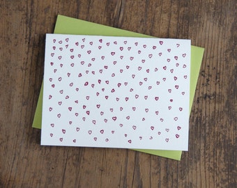 Hand-drawn hearts Letterpress Card Set of 6