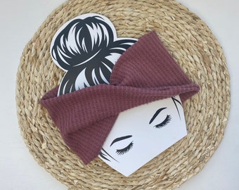 Brushed Waffle Weave Dusty Rose Head Wrap, Ear Warmer Headband