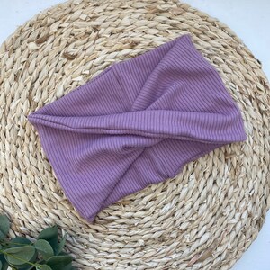 Lavender Purple Rib Knit Stretchy Yoga Headwrap Headband Adult Extra Wide image 2