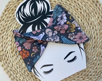 Halloween Floral Ghosts Yoga Headwrap Headband Adult Extra Wide