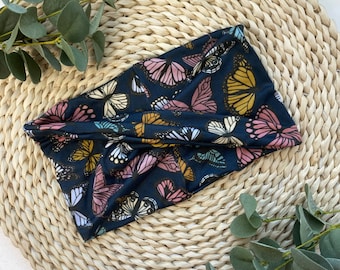 Fall Butterfly Stretchy Yoga Headwrap Headband Adult Extra Wide