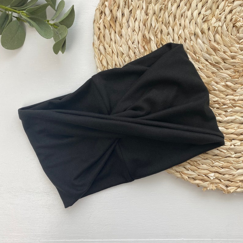 Basic Black Stretchy Yoga Headwrap Headband Adult Extra Wide image 2