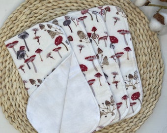 Mushroom Napkins, 2 Ply Flannel Multipurpose Wipes, Unpaper Towel