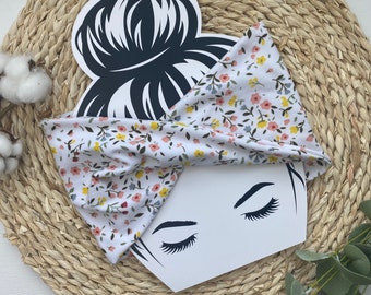 Prairie Dainty Floral Stretchy Yoga Headwrap Headband Adult Extra Wide