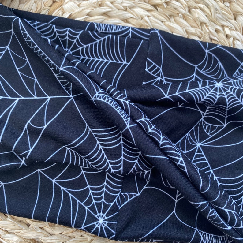 Halloween Spooky Spiderweb Yoga Headwrap Headband Adult Extra Wide or Youth image 2