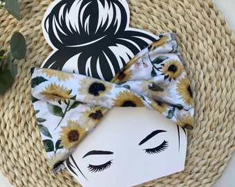 Watercolor Sunflower Headband Stretchy Yoga Headwrap