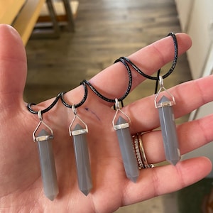 Chalcedony Gemstone Point Necklace
