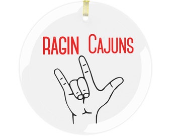 Ragin Cajuns Glass Ornament
