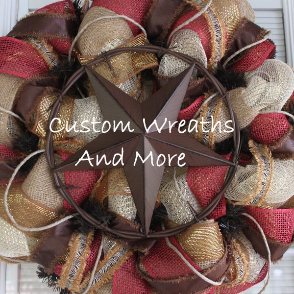 Rustic Elegant Texas Mesh Wreath