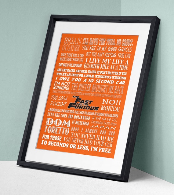 The Fast And The Furious Paul Walker Vin Diesel Typography Etsy