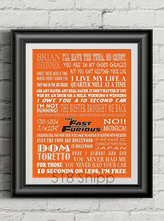 Die Fast And The Furious Paul Walker Vin Diesel Typografie Etsy