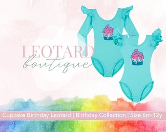 Icy Turquoise | Cupcake Birthday Leotard | Personalized with Name | Birthday Costume | Dance Wear