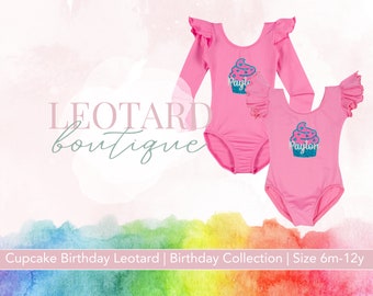 Bright Pink | Cupcake Birthday Leotard | Personalized with Name | Birthday Costume | Dance Wear