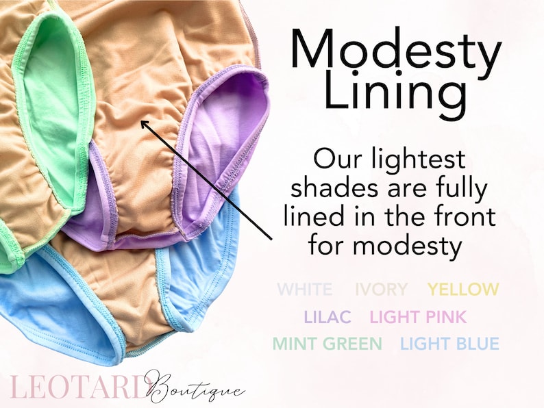 Modesty Lining in our lightest shaded leotards.