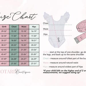Size Chart for babys, toddlers and girls.