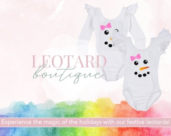 Girl's Snow Man Costume | Christmas Leotard | Holiday Outfit |