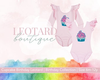Light Pink | Cupcake Birthday Leotard | Personalized with Name | Birthday Costume | Dance Wear
