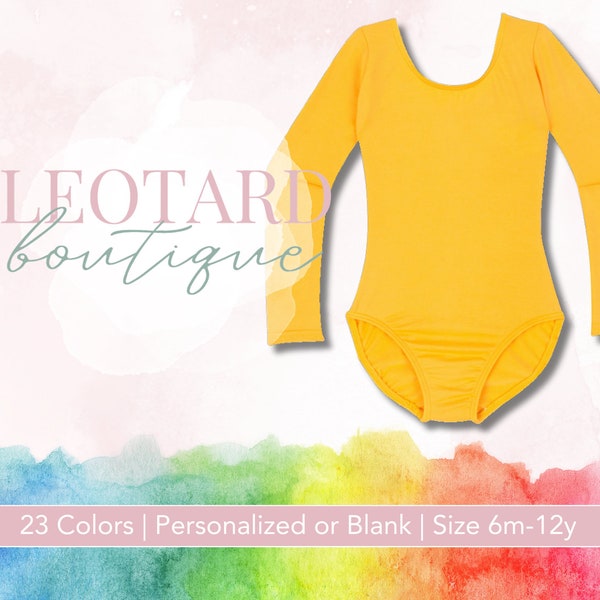 Mustard Yellow | Girls Ballet Leotard | Long Sleeve | Dance Wear | Gymnastics Outfit | Ready to Ship | Customizable