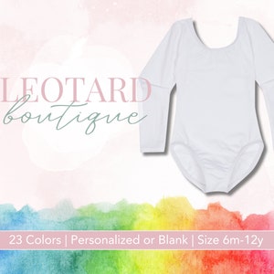 White Long Sleeve Leotard: Girls Dance Gymnastics Outfit