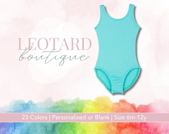 Leotardo de ballet turquesa hielo para niñas / Camiseta sin mangas / Ropa de baile / Conjunto de gimnasia / Listo para enviar / Personalizable