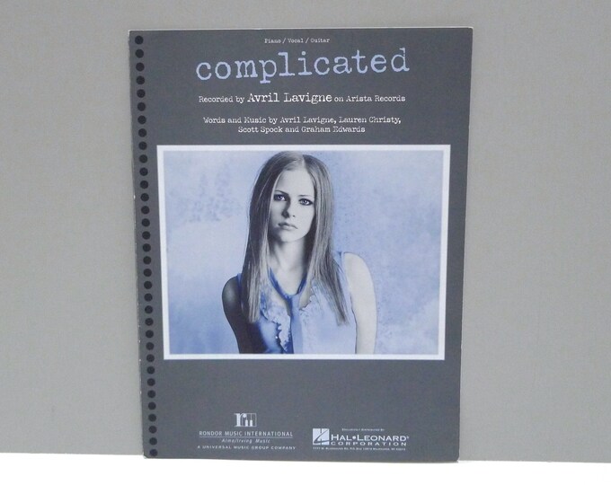 Avril Lavigne Complicated Sheet Music 2002 Vintage Words and Music