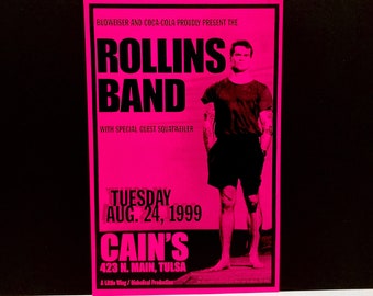 Henry Rollins Band Poster August 24, 1999 Concert with Squatweiler/ Cains Ballroom Tulsa Oklahoma / The Rollins Band Punk Tour /Mohawk Music