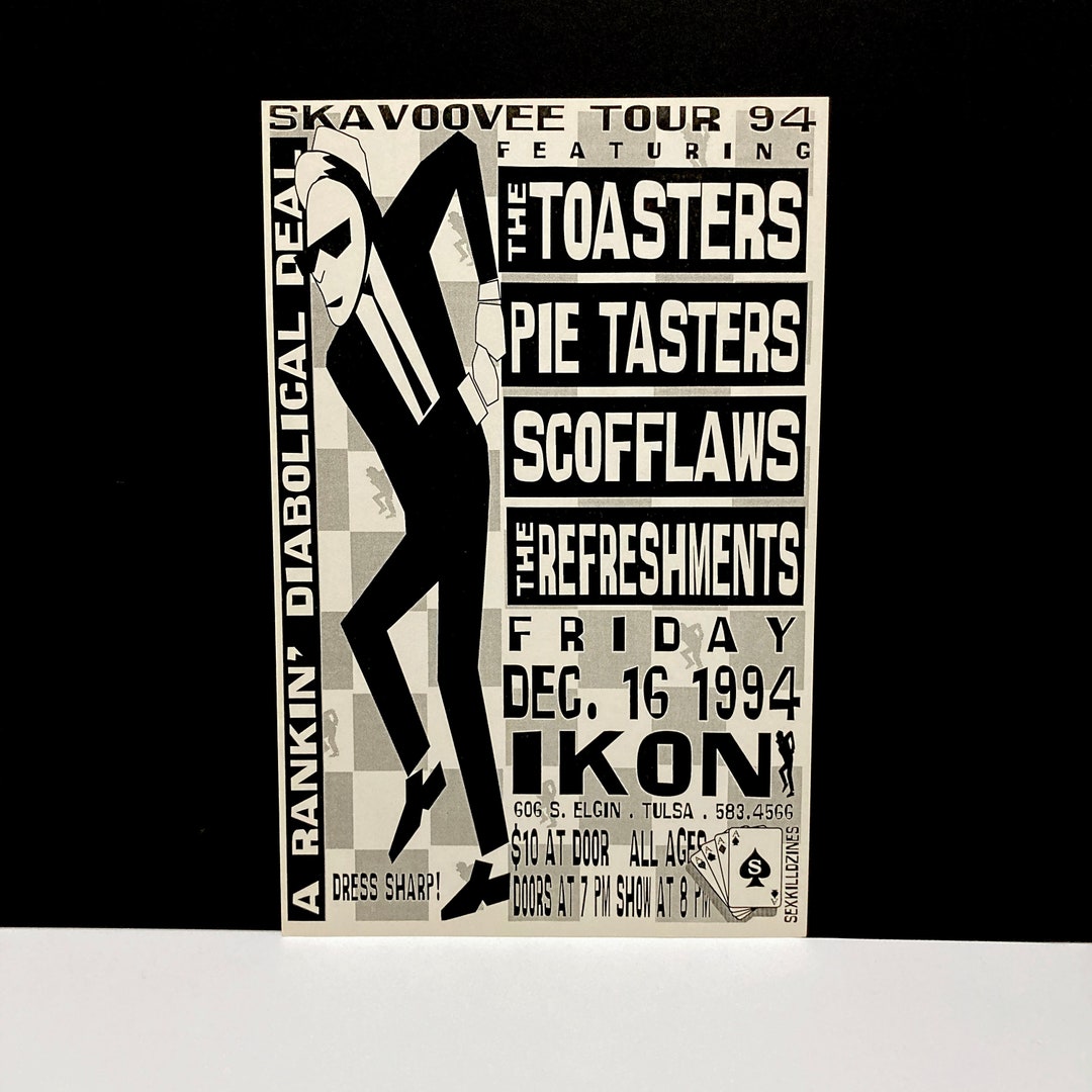 Skavoovee Concert Tour Poster Vintage December 16, 1994 Toasters