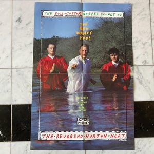 Póster original del reverendo Horton Heat: los sonidos gospel totalmente personalizados de Rev 1993 / Banda de pop psicobilly / Gráficos de bautismo / Música Mohawk