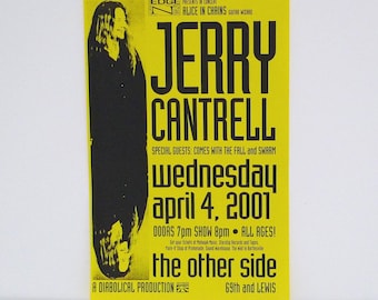 Jerry Cantrell Handbill / Small Mini Poster April 4 2001 / Guitarist Band Live Concert Vintage Other Side Club Tulsa OK Flyer - Mohawk Music