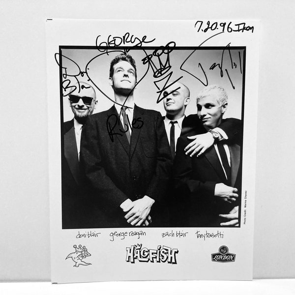 Hagfish Autographed Photograph July 20, 1996 Original Press Release Black and White Hand Signed Band Ikon Club Mohawk Music Record Store