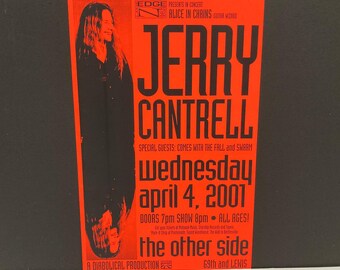 Jerry Cantrell Poster April 4, 2001 Concert / Alice In Chains Guitarist - Solo Tour / The Other Side Club Tulsa OK / Mohawk Music