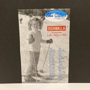 Póster original de Dishwalla 1995 - Pet Your Friends / Póster de fechas de la gira Ski Cities And Then Some / Josh Clayton Felt Indie Band / Mohawk Music