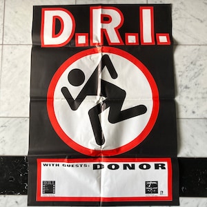 D.R.I - Definition Poster - on Tour With Donor 1992 / Vintage