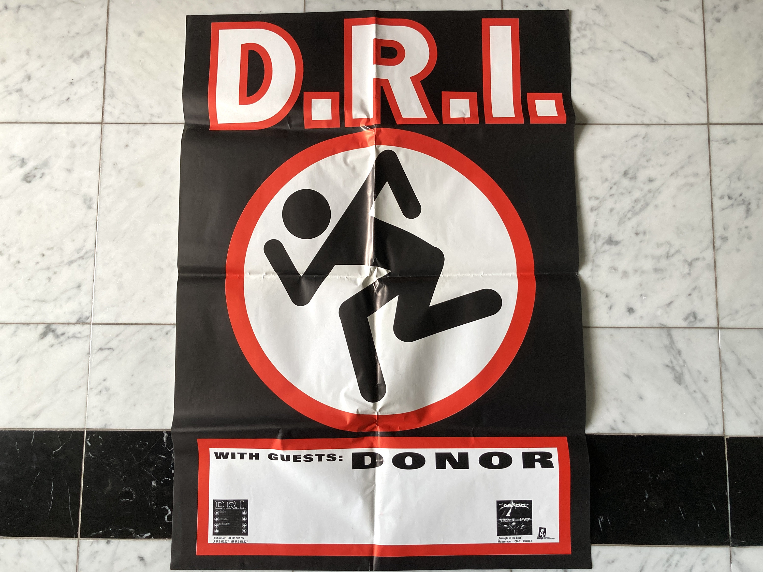 D.R.I - Definition Poster - on Tour With Donor 1992 / Vintage