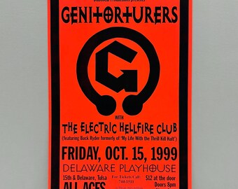 Genitorturers Poster - October 15 1999 Concert Vintage Industrial Metal Band / Sin City / Delaware Playhouse Tulsa OK / Mohawk Music Records