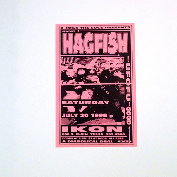 Hagfish Poster Ufofu 1996 Vintage In Concert Band Tour Flyer Etsy