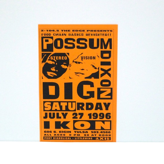 Possum Dixon Flyer July 27, 1996 Concert - Stereo Vison With Dig