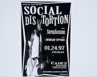 Social Distortion Flyer / Small Mini Poster Vintage 1997 White