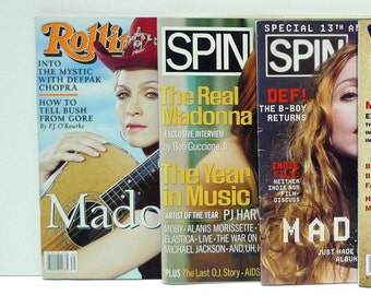 Madonna Magazines -  Spin April 1998 Ray fo Light / Spin January 1996 with PJ Harvey / Rolling Stone Sept 28, 2000 Mohawk Music Records