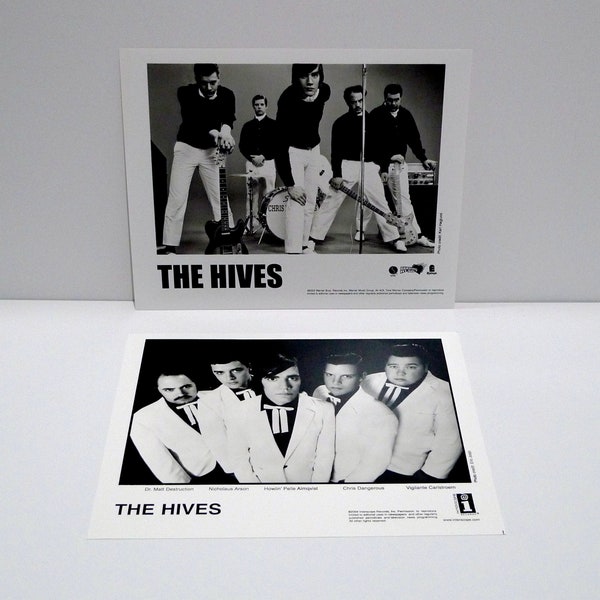 The Hives Photographs - Set of Two 2002 Vintage Black and White Publicity Photos / Press Kit Photos / Your New Favourite Band / Mohawk Music