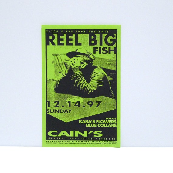 Reel Big Fish Tour Flyer / Small Mini Poster 1997 Vintage Live Concert  12/14/97 Cains Ballroom Tulsa OK Handbill 90s Mohawk Music Records 