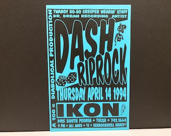 Dash Rip Rock Poster - April 14, 1994 Concert / New Orleans Indie Band / Tiger Town Tour / Ikon Club Tulsa OK / Mohawk Music Record Store