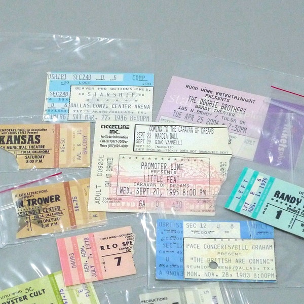 1970s / 1980s Ticket Stubs - Your choice - REO Speedwagon 1978 /Kansas 1976 / Doobie Brothers / Robin Trower - Tulsa Oklahoma Mohawk Music